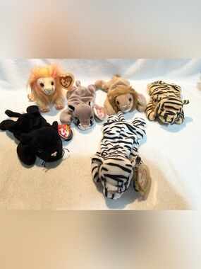 Ty beanie baby lot tiger panther lion cougar